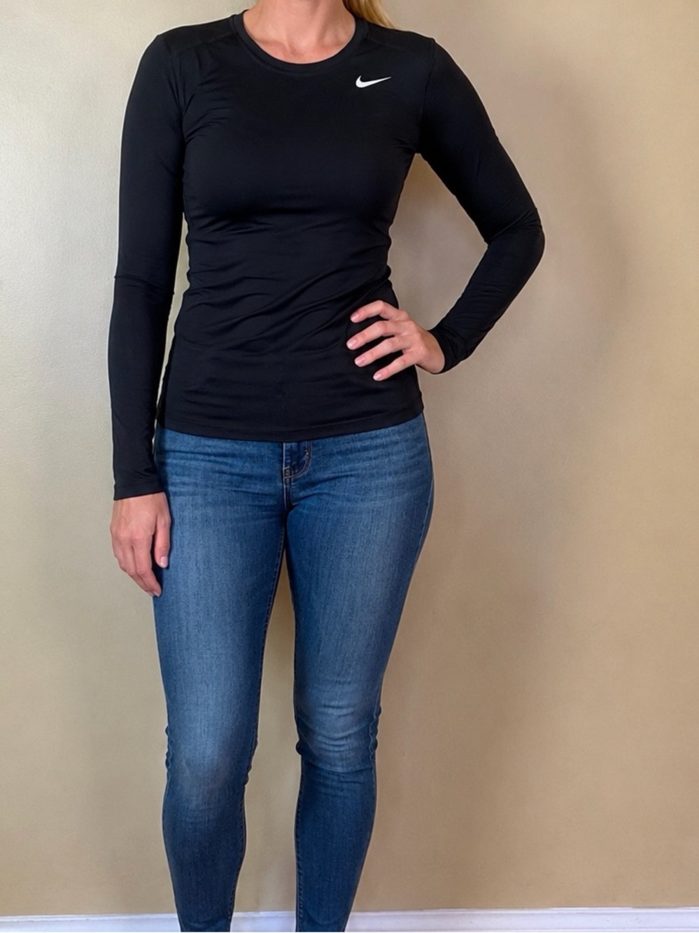 Nike Black Long Sleeve Crew Neck Performance Top